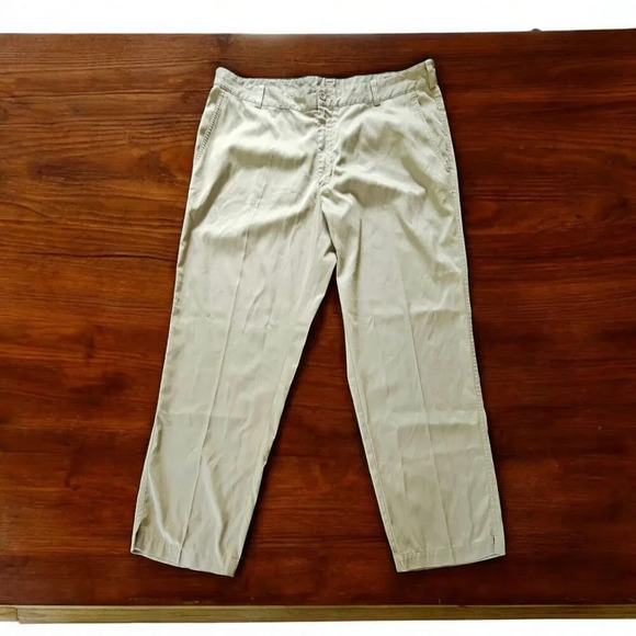Nike Dri-Fit Golf Pants Mens Standard Fit Khaki Tan Flat Front Chino Size 36/30 - Picture 1 of 10